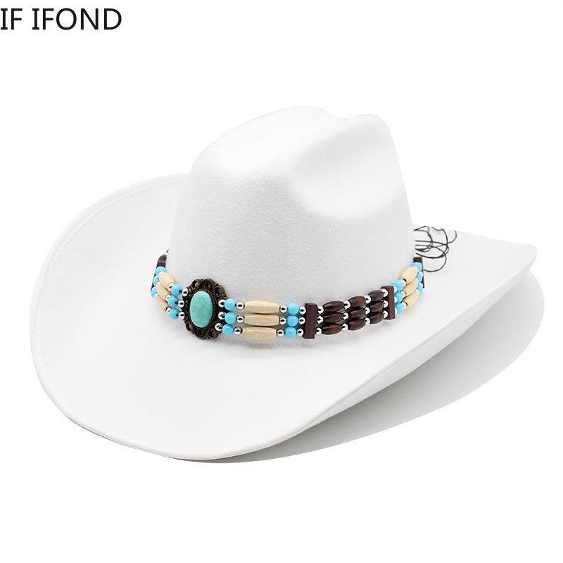 New Artificial Wool Western Cowboy Hat For Men's Women's Winter Autumn Wide Brim Gentleman Jazz Hats Cloche Church Sombrero Cap