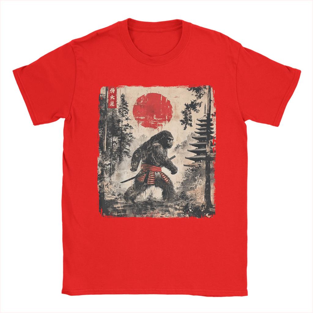 Samurai Bigfoot Japanese Graphic Ukiyoe Funny T-Shirt for Men  Novelty Tee Shirt Crewneck Short Sleeve T Shirt New Arrival Tops