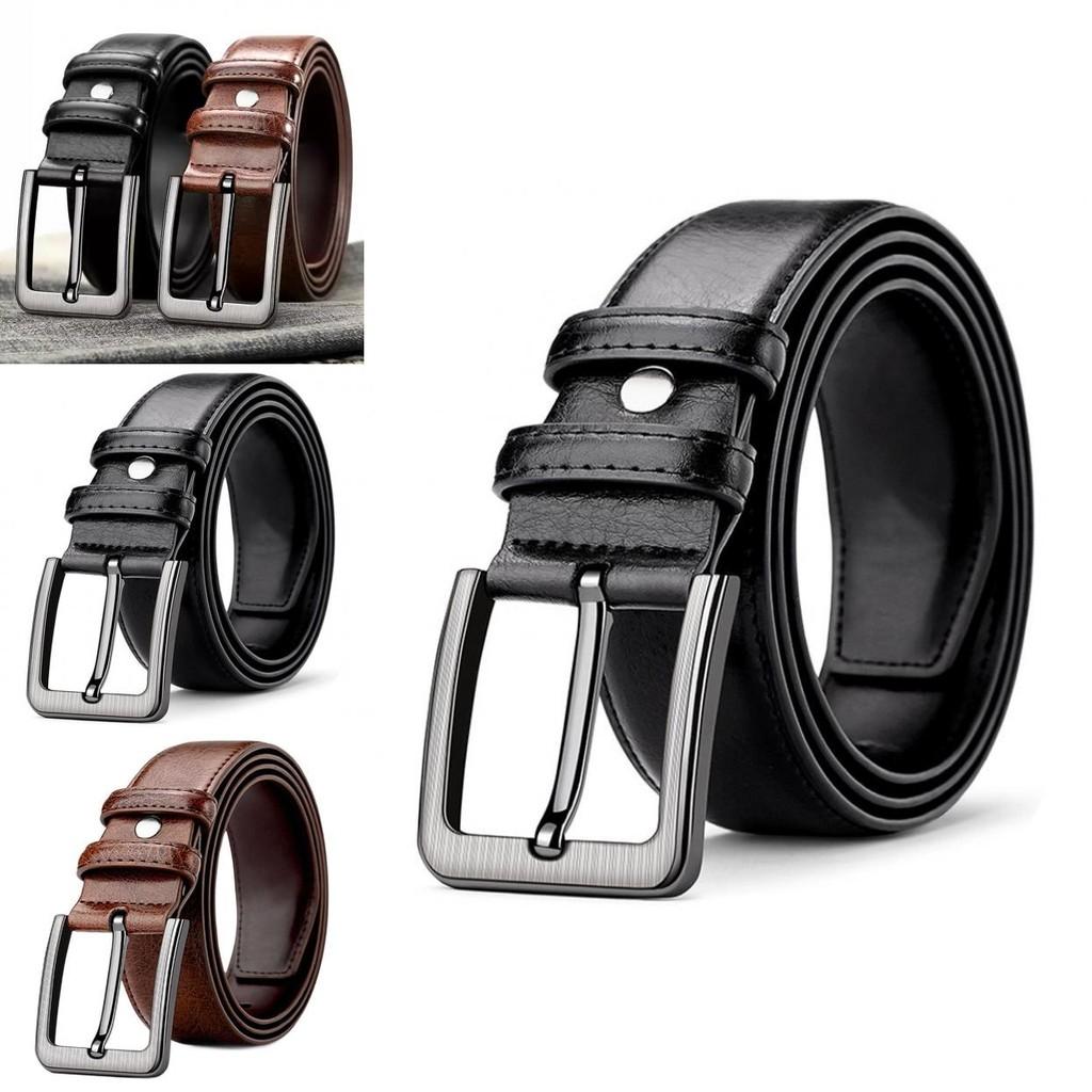 Genuine Leather Mens Belt With Pin Closure For Business Casual And Elderly Use