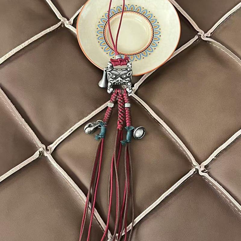 Handmade Tibetan Retro Woven Keychain Bag Charm Tektite Cellphone Charm