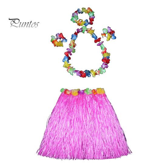 

Юбка-хула в гавайском стиле, комплект для девочек, ожерелье-гирлянда, браслет, юбка-хула, костюм на Хэллоуин, танцевальный костюм, юбка-трава розовый