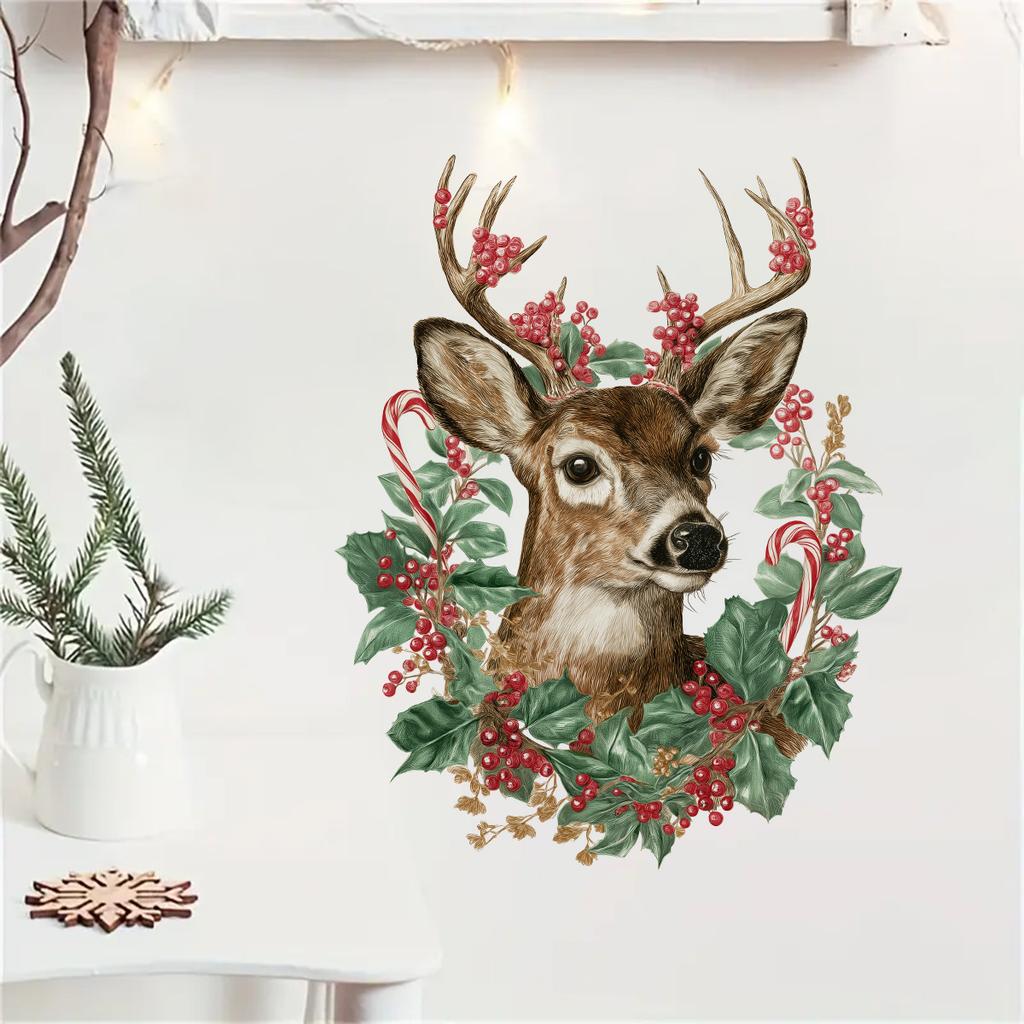 Christmas Reindeer Head Wall Stickers, Christmas Room Decoration Wall Stickers