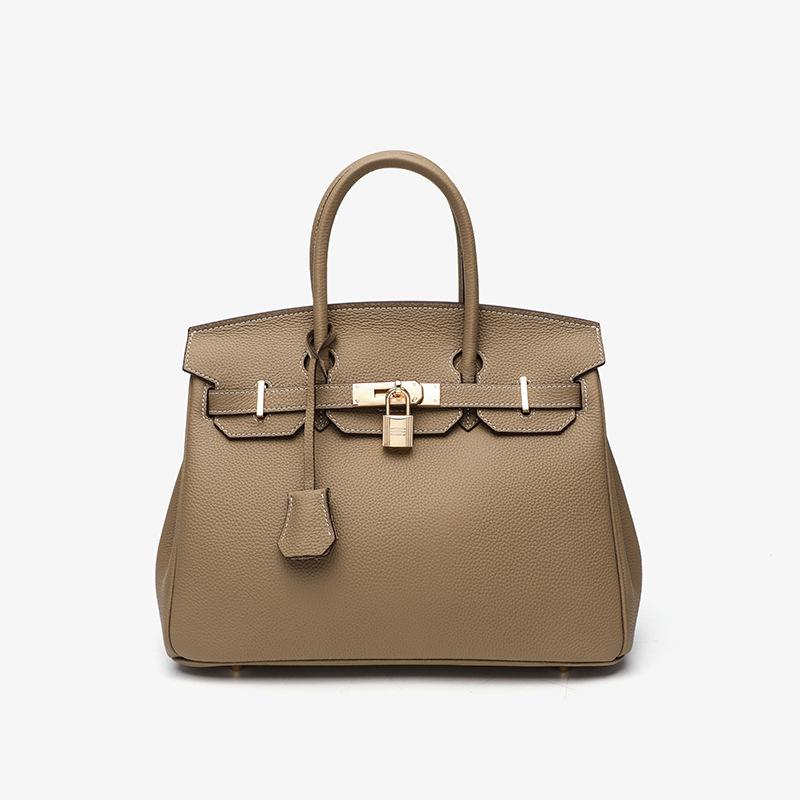 Damenhandtasche TOGO-Leder erste Schicht Rindsleder Platin-Tasche Schulter-Umhängetasche Handtasche Große Kapazität Pendler Vielseitig Freizeit-Tasche