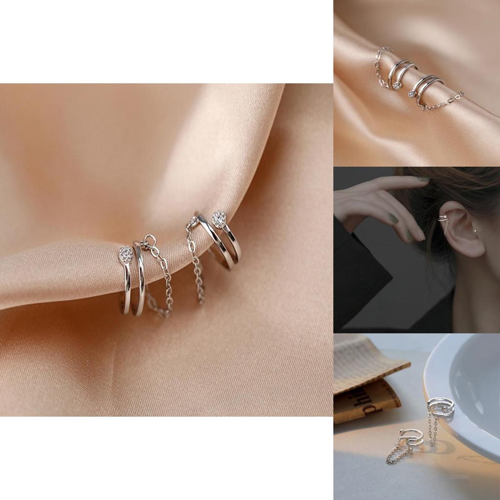 Trendy Chain Design Ear Clip For Men And Women Elegant Non-piercing Ear Cuff