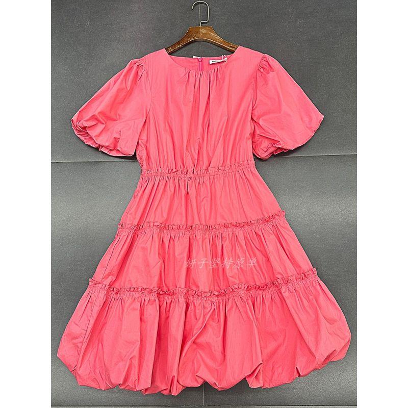 Export Single Cotton Bud Lantern Dress Wooden Ear Cute Cute Princess Dress Doll Type Puff Sleeve Dress