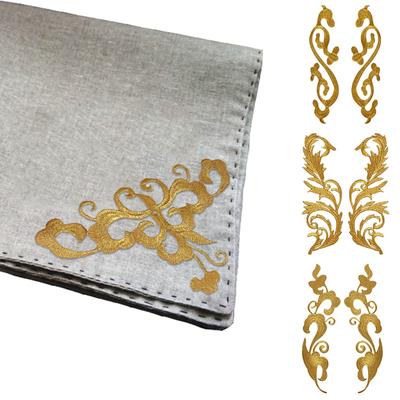 1PC Sewing DIY Crafts Collar Wedding Dress Clothes Embroidery Gold Silver Applique Lace Patches