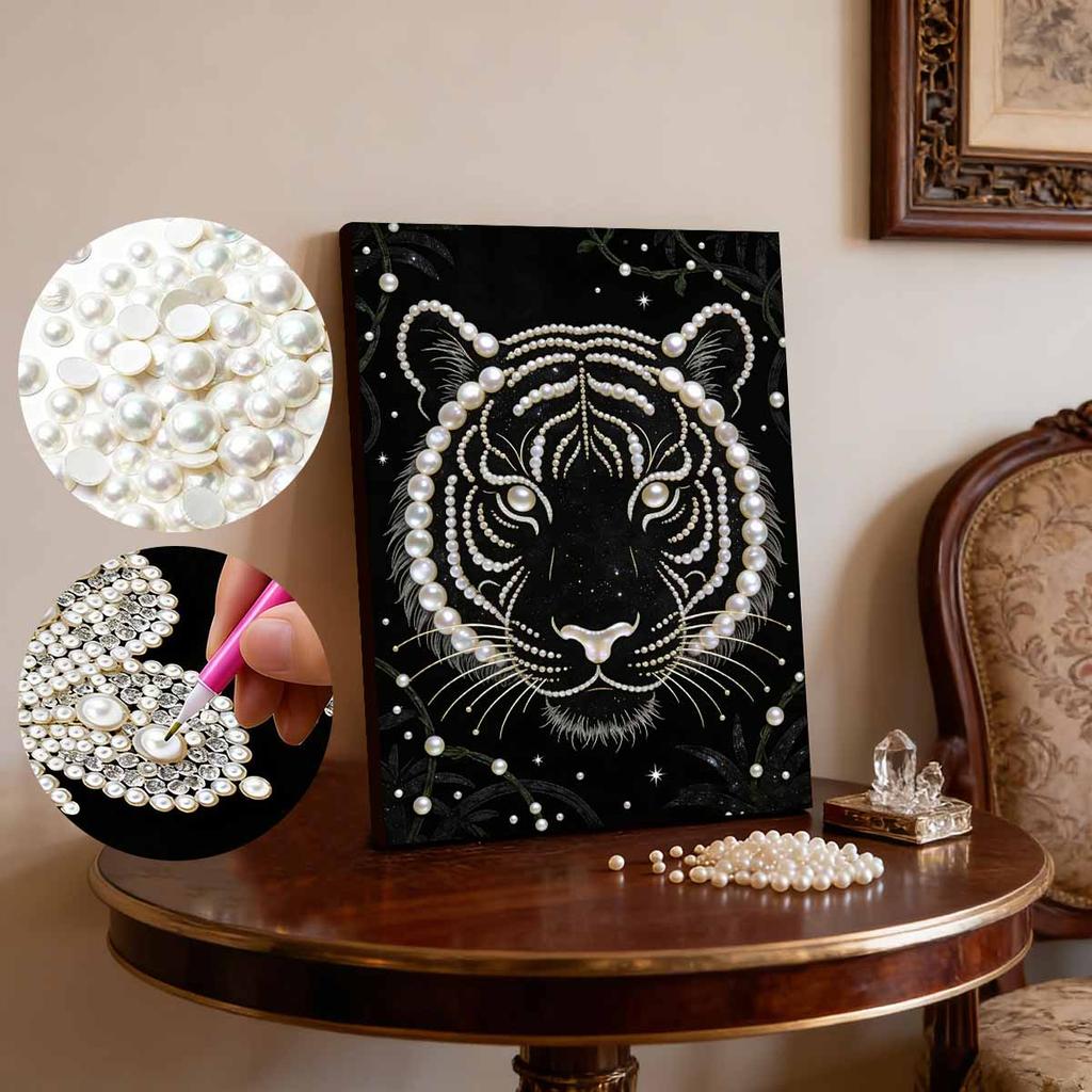 DIY Tiger Pearl Art Painting for Adults/Beginners Gift Home Decor Pearl Gem Paintings Picture Arts Craft 30x40cm Without Frame