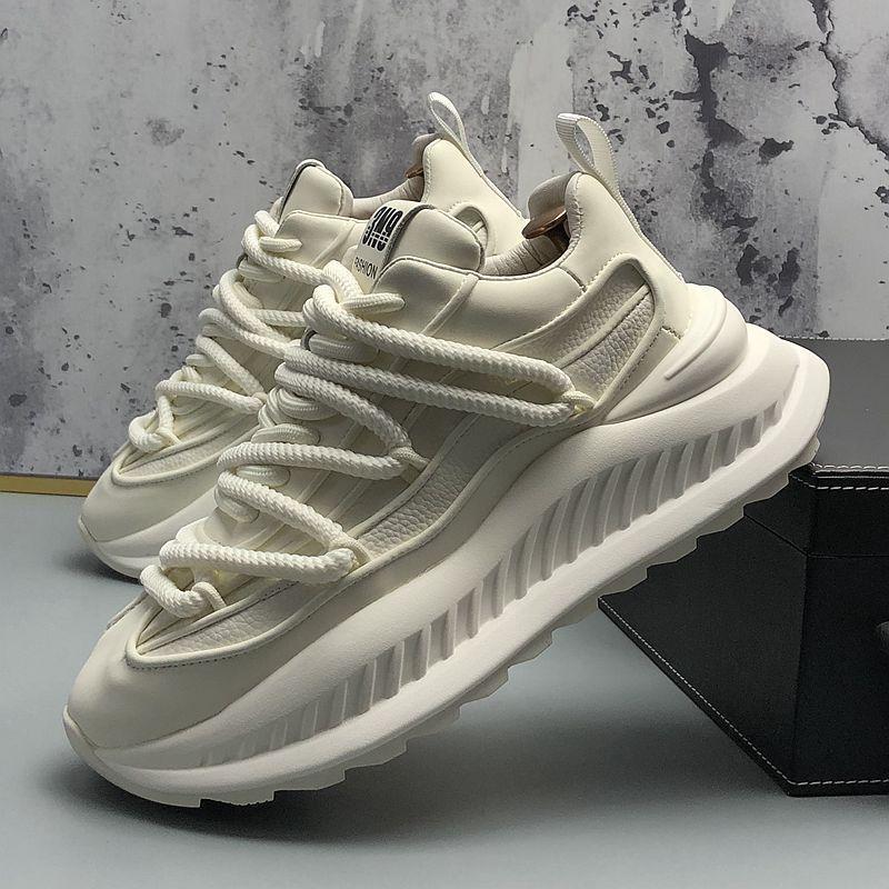 Thick Soled Spring New Breathable and Versatile Men's Height Increasing Shoes, Casual Solid Color Sports Shoes