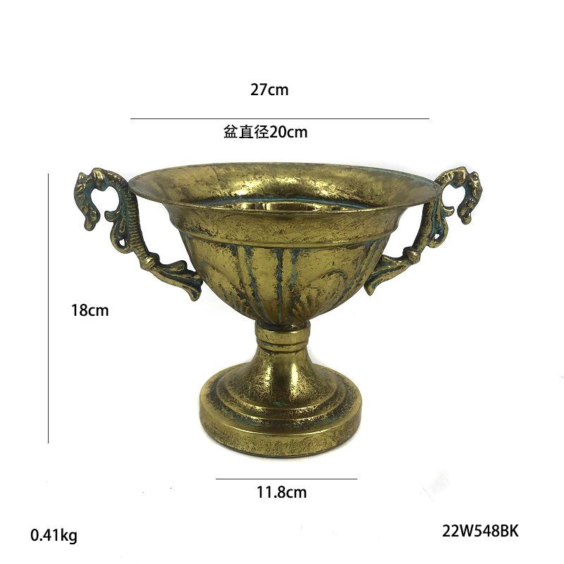 Classical Retro Iron High Footed Cup Flower Set Retro Vintage Metal Home Decoration Flowerpot European Wedding Vase Ornaments