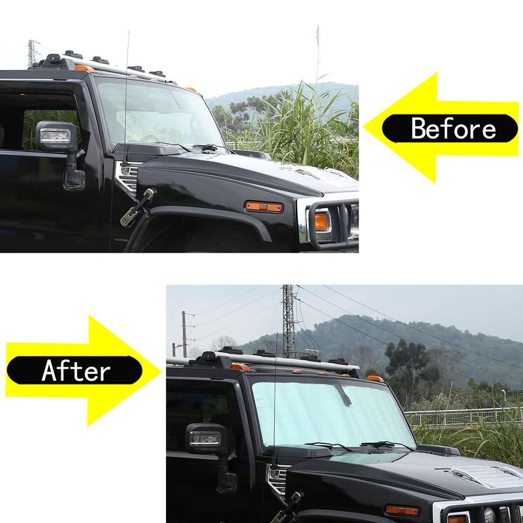 DIYUCAR Windshield Sunshade for Hummer H2 Blackout Front Car Sunshade for Car Sun UV Car Custom Easy Installation with Hummer (2003-2007), Sunshade,