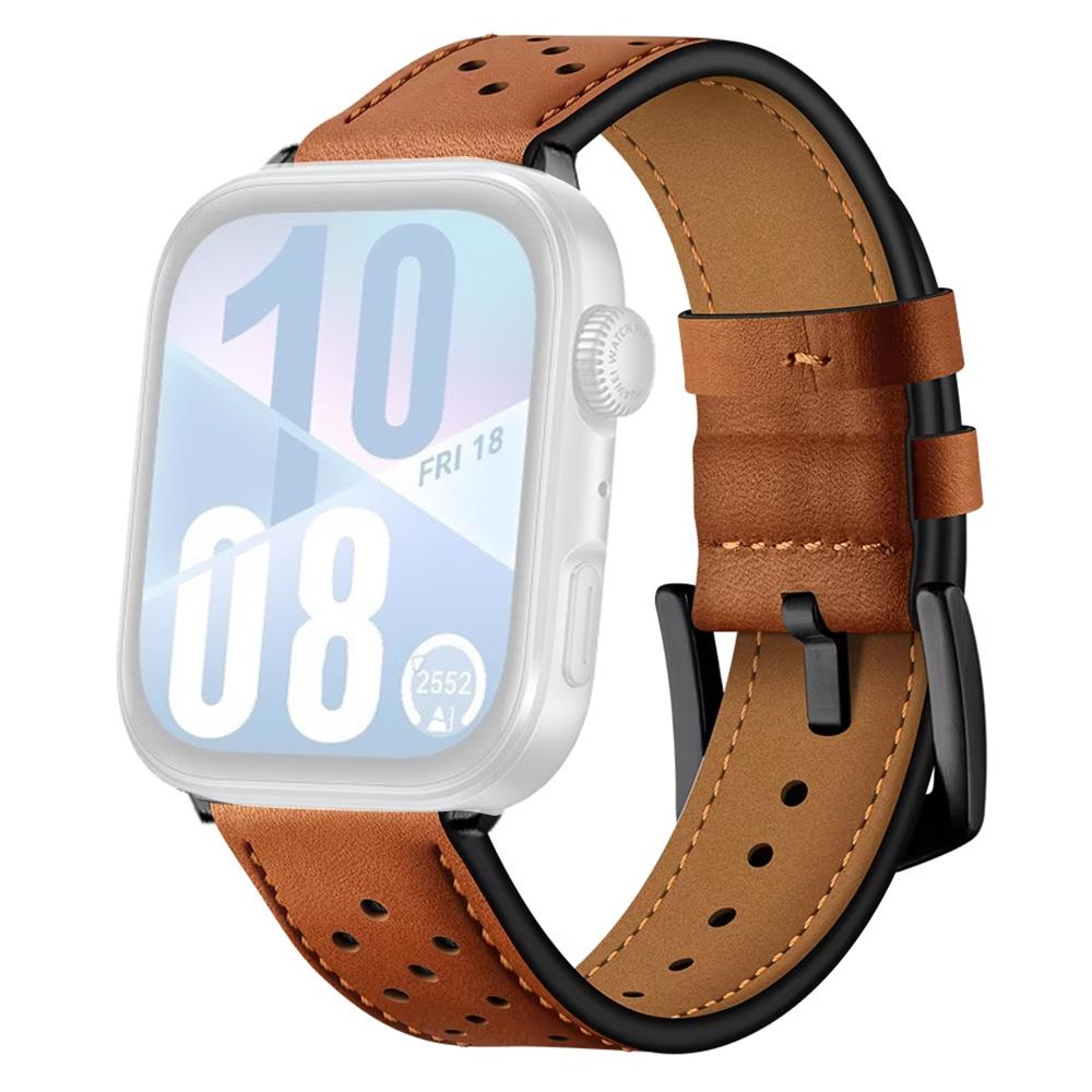 For Huawei Watch Fit Genuine Leather Watch Band Multi-Hole Design Adjustable Strap
