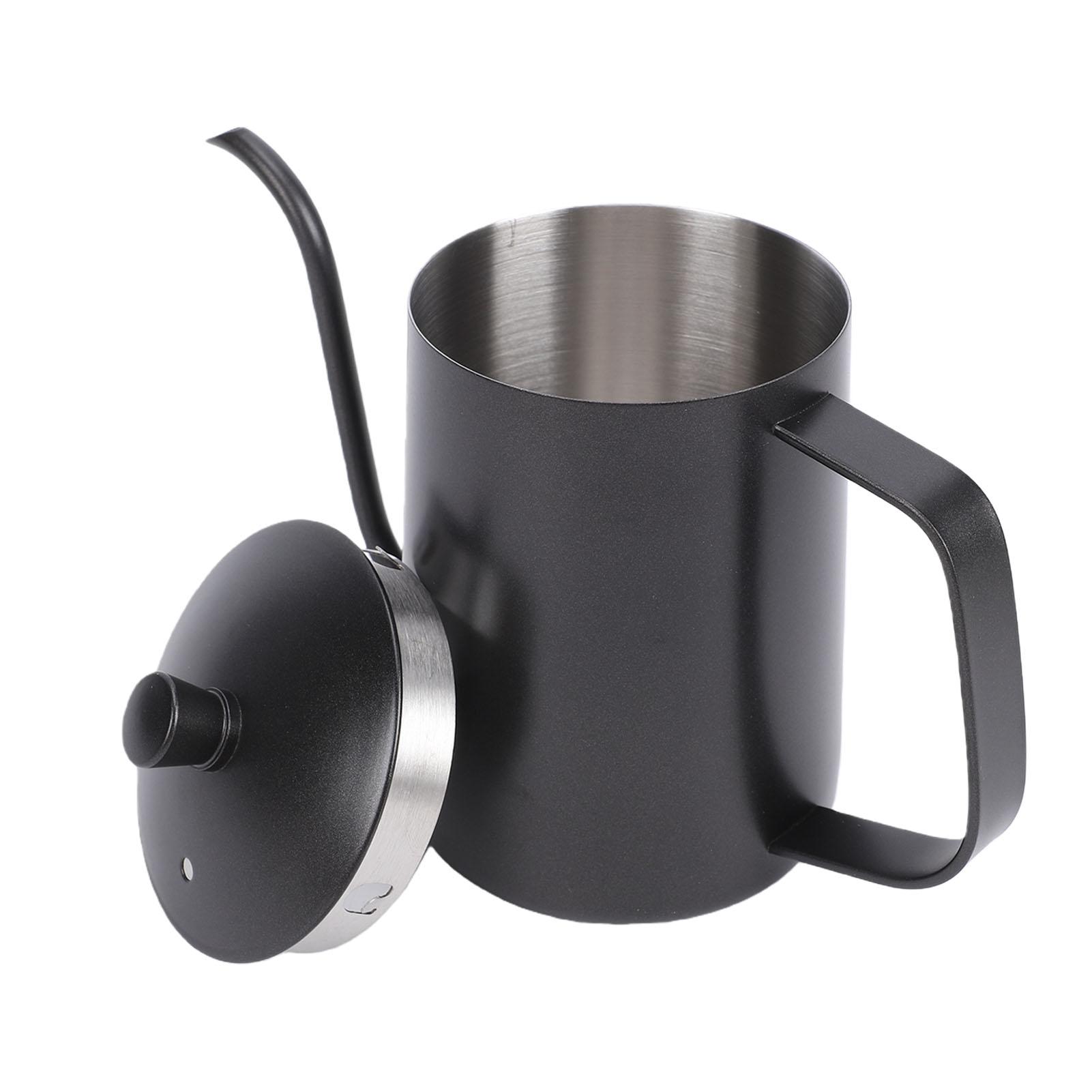 

600ML Pour Over Kettle with Lid 304 Stainless Steel Gooseneck Long Spout Coffee Pot for Home and Office Brewing L