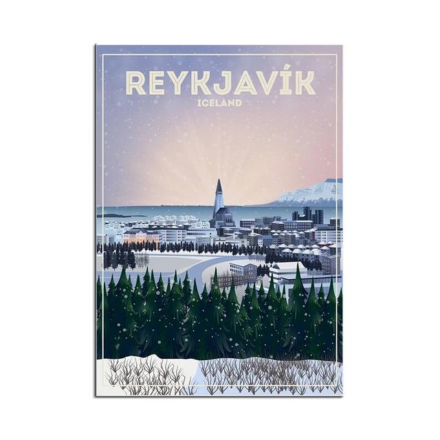 

World Travel Poster Collection Greece Goa Keswick Reykjavik Germany Dubai Formentera Galle Fort Sicily Port Mogan Wall Art Deco 21X30CMNo Framed
