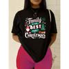Family Christmas T-Shirt | 180G 100% Black, Casual Crew Neck, Short Sleeve, Regular Fit, Geometric Pattern, Fashionable Printed,