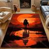 1 Pezzo Cavaliere con Tramonto Rosso Tappeto per Soggiorno Camera da Letto Divano Arredamento Casa Rus Tappetino Antiscivolo Regalo di Lusso