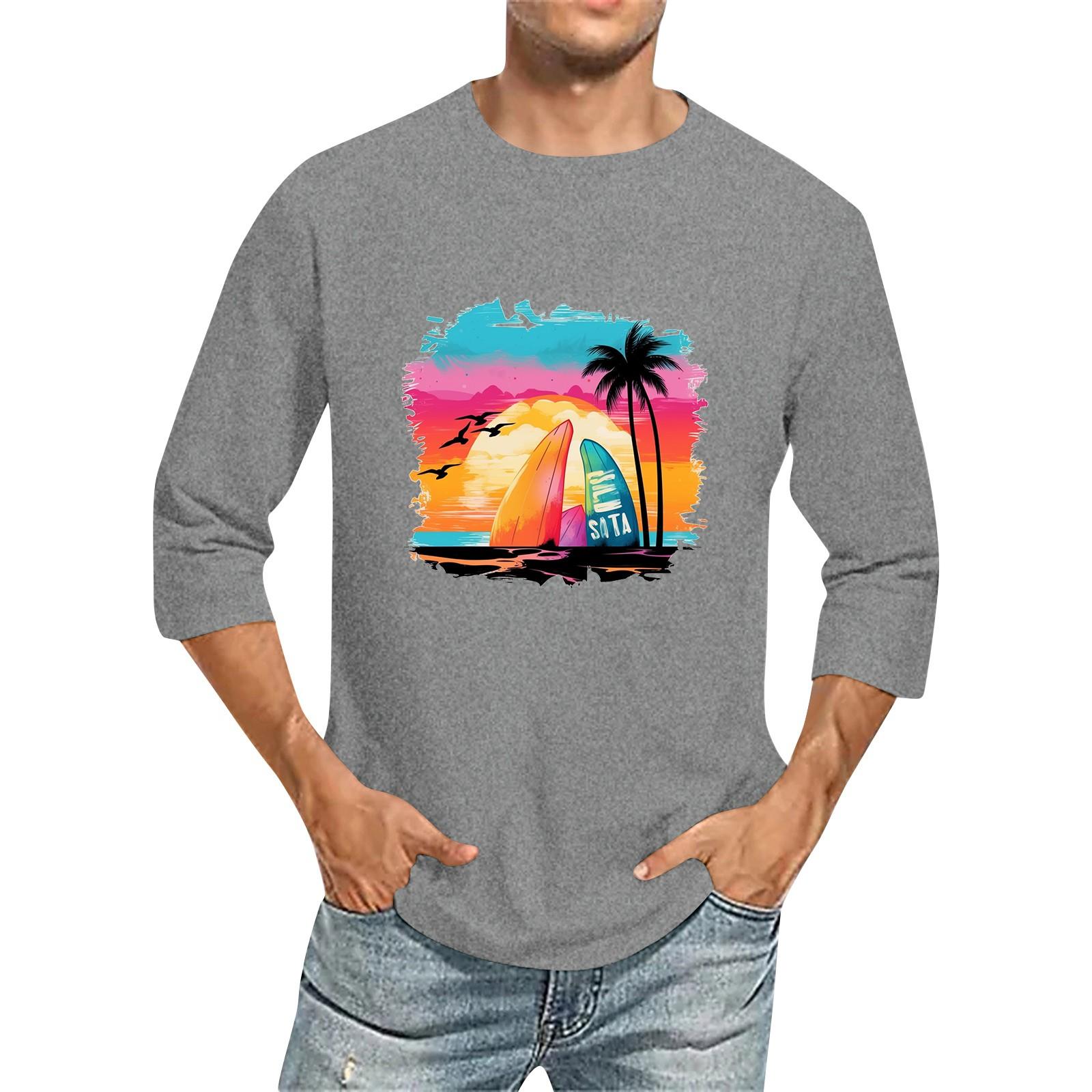 

Мужская однотонная футболка с круглым вырезом и рукавами три четверти XL