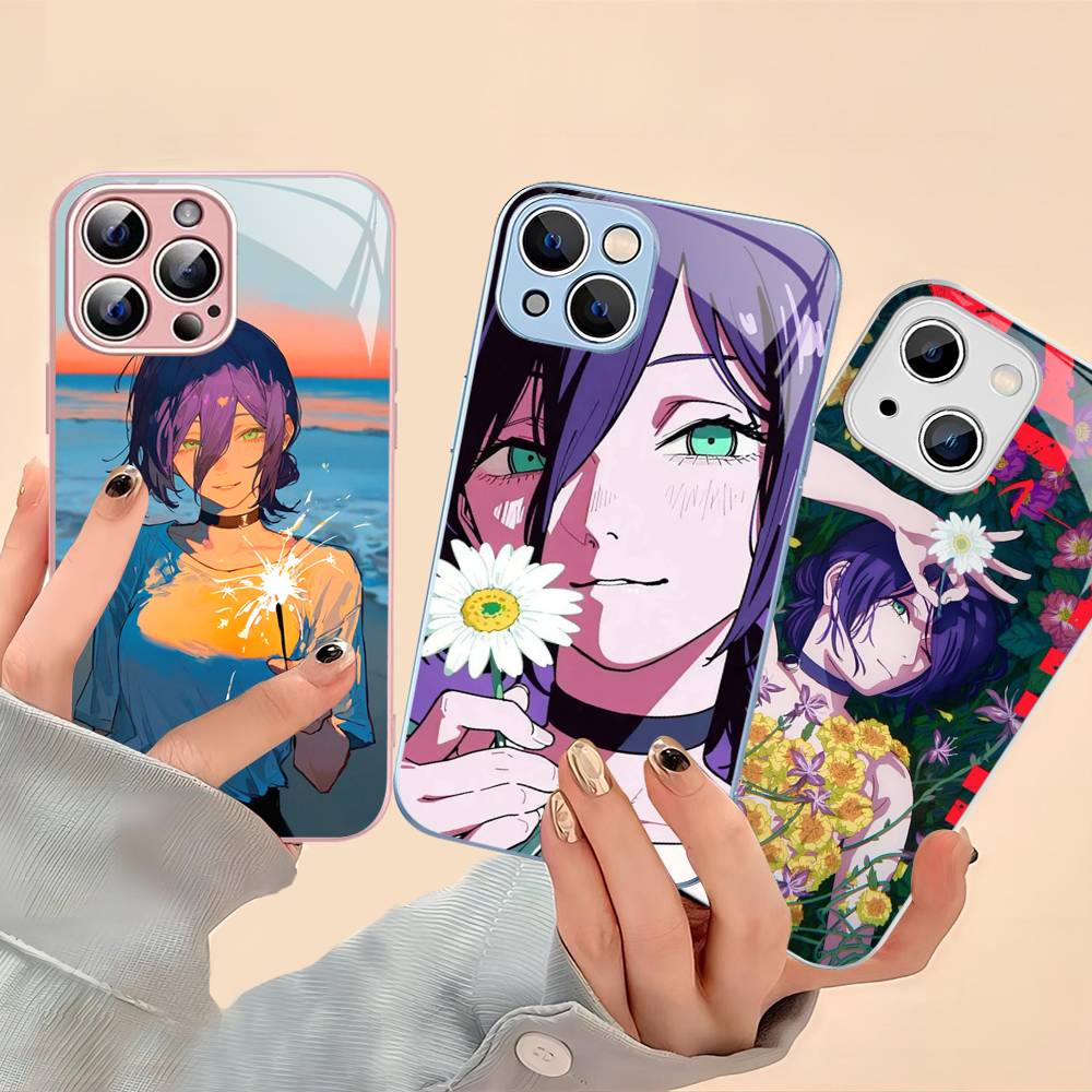 Action Anime Chainsaw Man Reze Arc Gehärtetes Glas Für Iphone 14 13 12 11 Pro Mini XS MAX 14Plus X XS XR Hülle