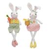 Adjustable Long Legged Easter Rabbit Decoration Carrot Flower Basket Spring Countrysides Theme Rabbit Figurine