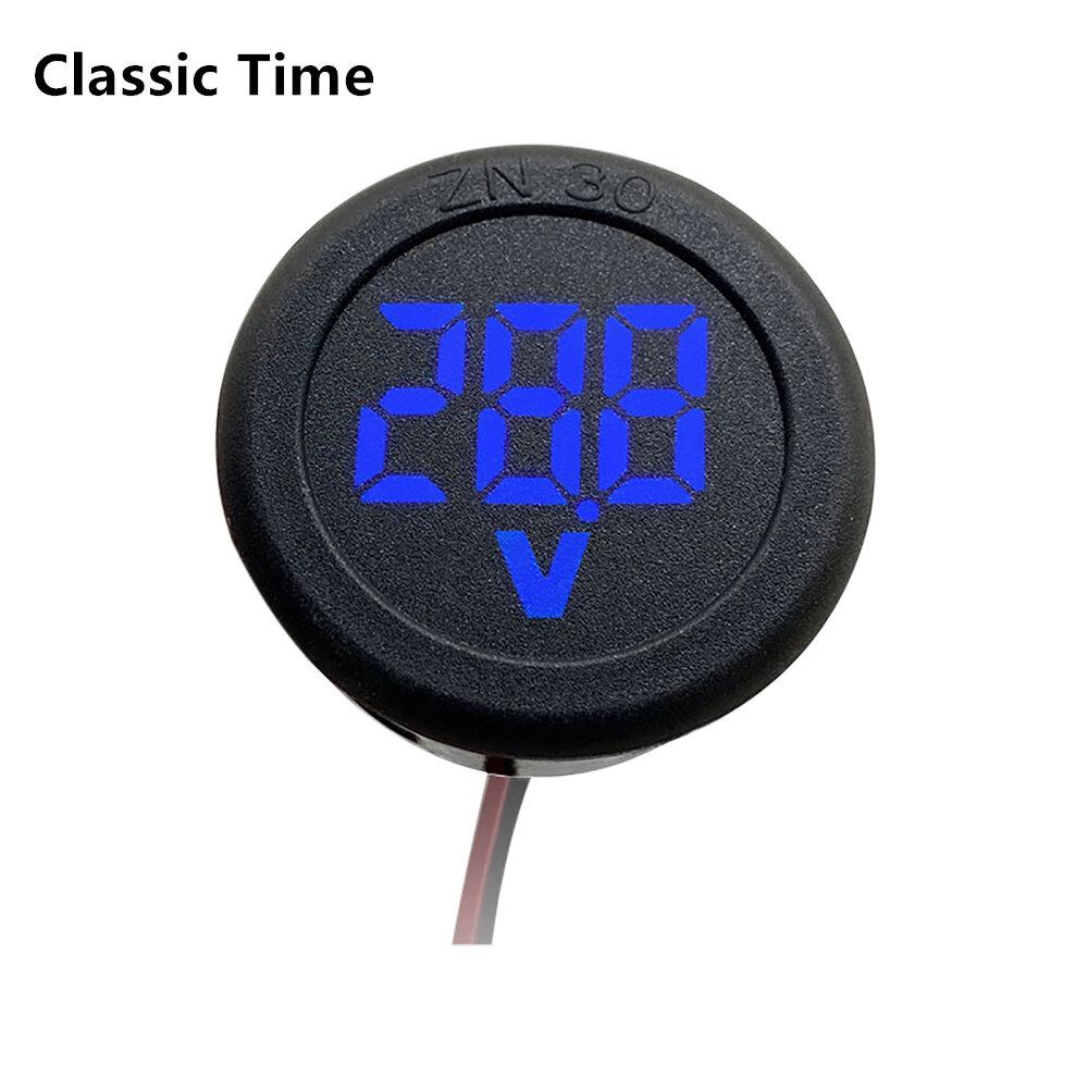 DC 4-100V LED Digital Display Round Two-wire Voltmeter DC Digital Car Voltage Current Meter Volt Detector Tester Monitor Pane