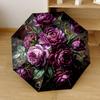 Purple Peony And Tulip Bouquet Portable Automatic Umbrella Compact 8Rib Weight Durable Plastic Iron Durable Everyday Carry Umbrella Fashion Lovers
