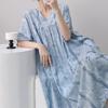 Kurzärmeliges Baumwoll-Seiden-Nachthemd Damen Sommer Dünn Locker Große Größe Loungewear Anzug Kann draußen getragen werden Lässig Mittel- und Langkleider