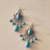Retro Earrings, Water Drop Turquoise Temperament Earrings, Ethnic Turkish Blue Fringed Earrings.