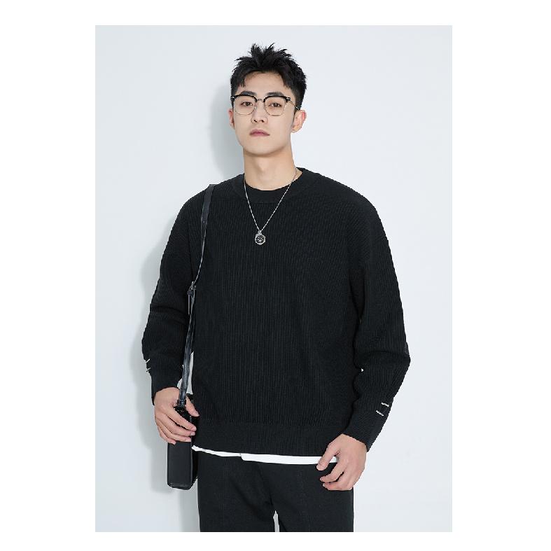 

Осенне-зимний мужской утолщенный свитер с круглым вырезом, японский свободный вязаный свитер, термобелье Pu Shuai, шерстяной свитер 3XL чёрный