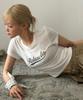 ROLAROLA [Lora Lora X Koo Hyomin] Vintage Crack Logo Mini T-Shirt White