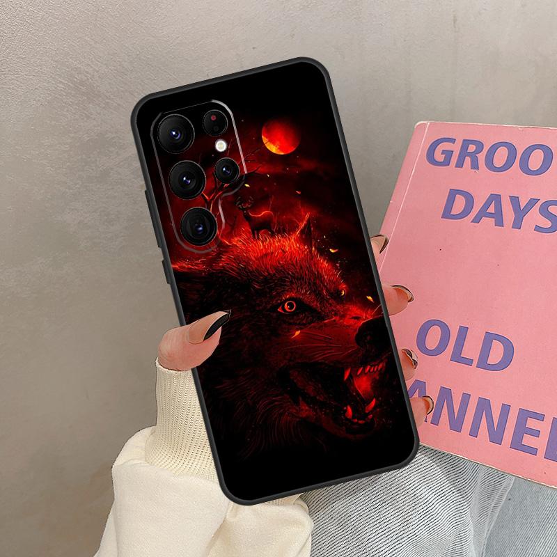 Angry Wolf Case For Samsung Galaxy S25 Ultra S20 S21 S22 S23 S24 Ultra S9 S10 Plus S25 FE Cover Coque