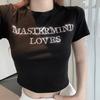 Women's Round Neck Short Sleeve Crop Top Slim Fit Elegant Commuter Rhinestone Letter Print Milk Silk Casual Tee