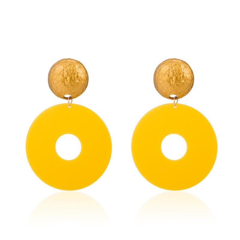 Chic Colorful Geometric Resin Circle Earrings For Women Trendy And Elegant Style