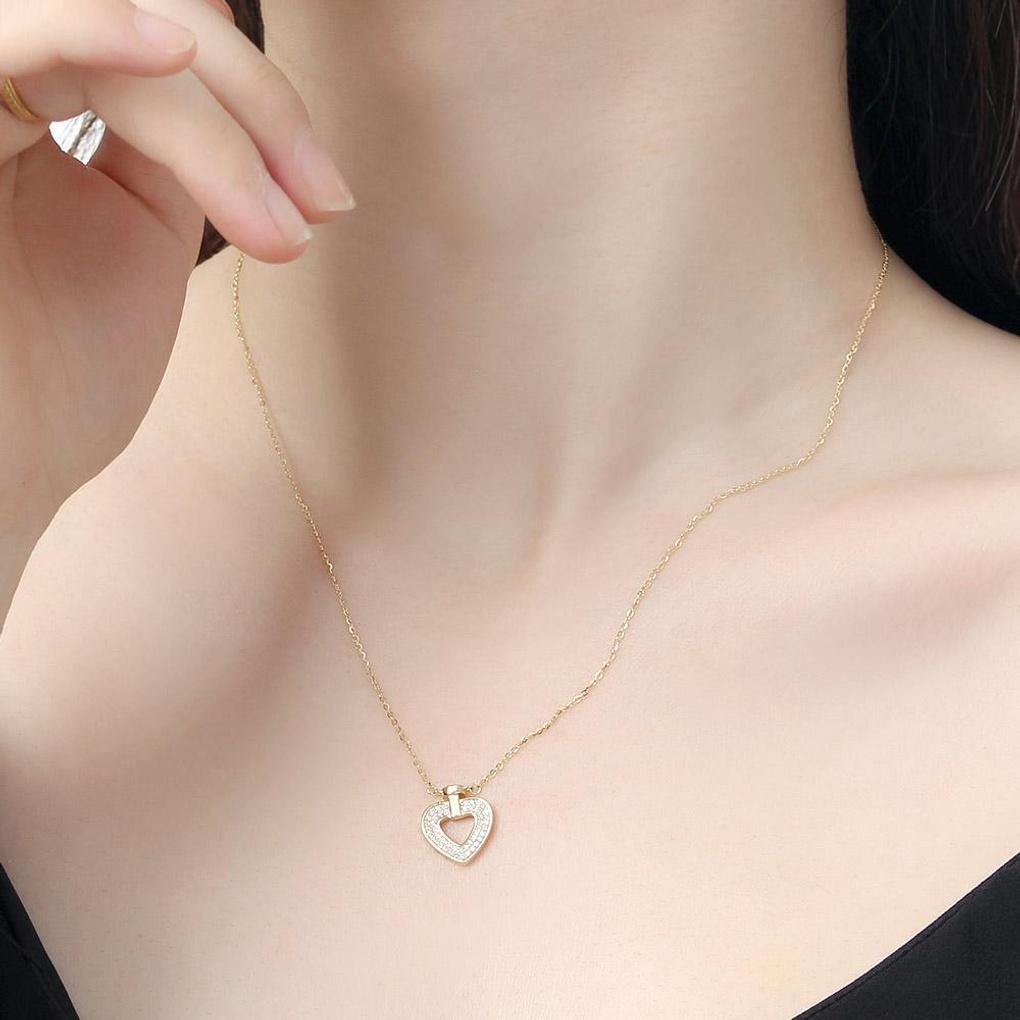 925 Silver Gold Plated Unique Heart Necklace