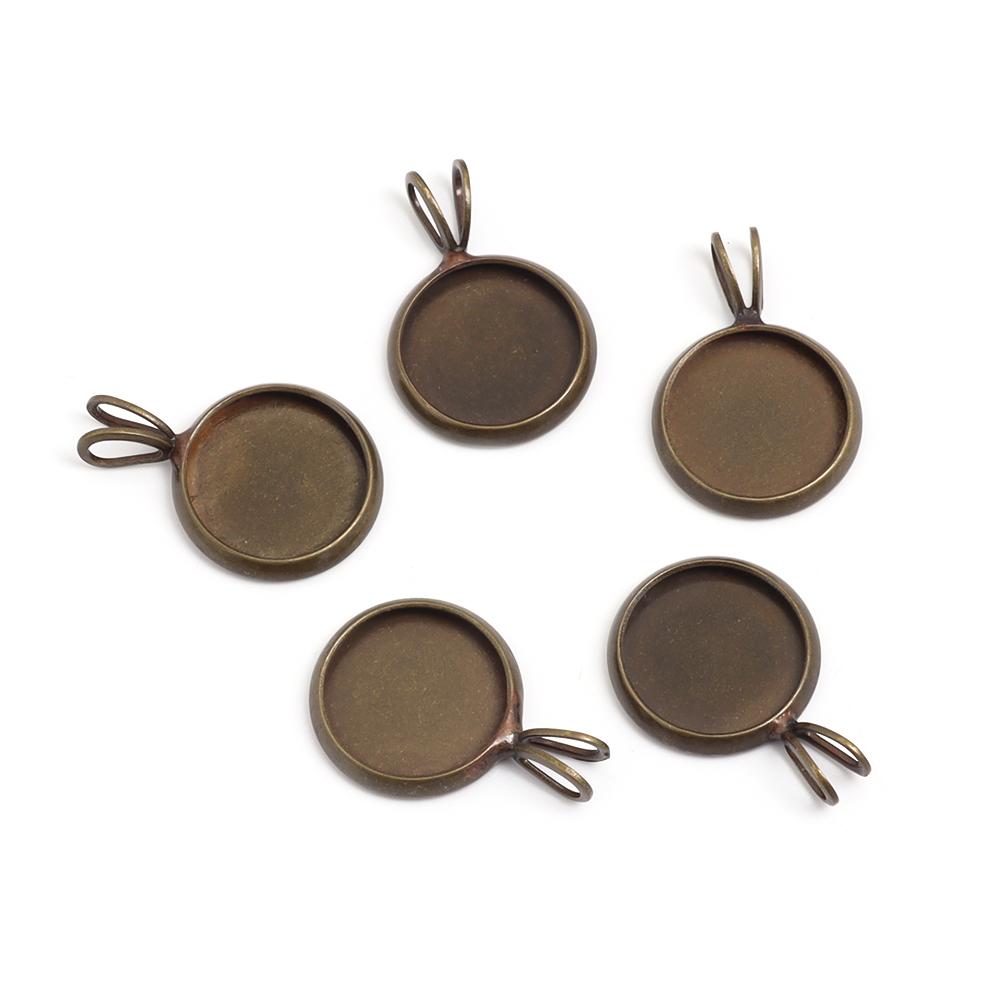 5 Pezzi/Lotto 10-20mm Ciondolo Rotondo in Rame Base Cabochon Vassoio Base Vuoto Charms Per Fai da Te Creazione Gioielli Accessori Collane