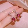 Gradient Effect Necklace Pigeon Blood Red Live Ring Necklace Stud Earrings Jewelry Set Female