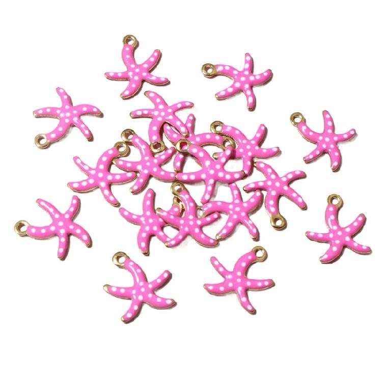 20PCS Colorful Starfish Pendant Unique Star Necklace Pendant Stainless Steel Texture for Home Decors and Own Collection