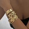 Roestvrij Staal Brede Manchet Armbanden voor Vrouwen Goudkleurig Grote Bij Bloemenprint Armbanden Exquise Feest Sieraden Accessoires