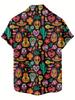 Colorful Graffiti Art Mexican Style 3D Print Men'S Shirt Casual Individual Street Hawaiian Shirt