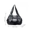 Ladies Y2K Spice Girl Multi-Pocket Locomotive Bag Large Capacity Washed Shoulder Crossbody Bag