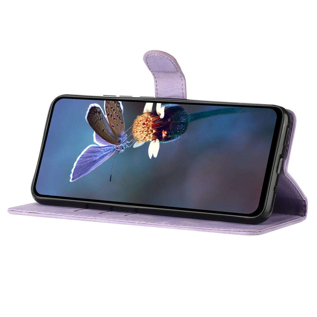 Ledertasche für Sony Xperia 10 V, Fingerabdrucksichere Brieftasche mit Ständer, Handyhülle mit Blumenprägung