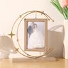 6-inch Wrought Iron Photo Frame Hollow Pull-out Design Metal Frame for Home Bedroom Desk Decoration Personal Photo Decoration
