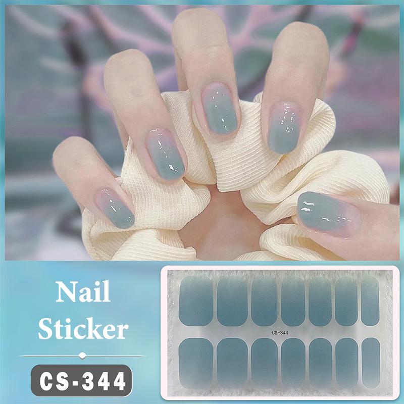 No Baking Lamp Waterproof Nail Wraps Full Cover Nail Stickers Solid Color 14 Nails/Set Multi Color Nail Art Look Patch Firm