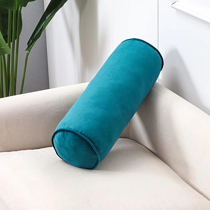 Multipurpose Velvet Cylindrical Pillow Classic Soft High Elastic Core Knit Fabric Solid Color Hand Wash Home Sofa Bedroom Decor