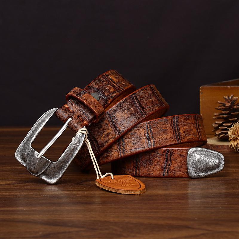 

Heavy Industry Washed Retro Old Leather First Layer Cowhide Belt Women S Fashion Trend Versatile Jeans Belt Women S 115cm