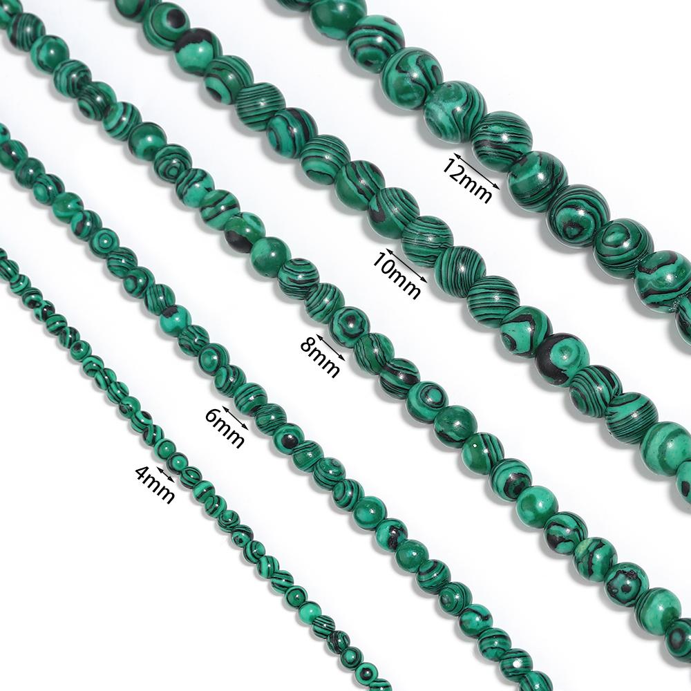 Natürliche Malachit-Steinperlen Grün Rund Lose Abstandshalterperlen für Schmuckherstellung DIY Armbänder Halsketten Zubehör 4/6/8/10/12mm