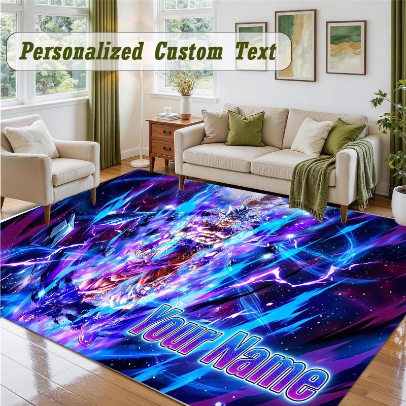 Crystal Velvet Square Rug Custom NameDragon Ball Pattern Non Slip Home Floor Decor Rug