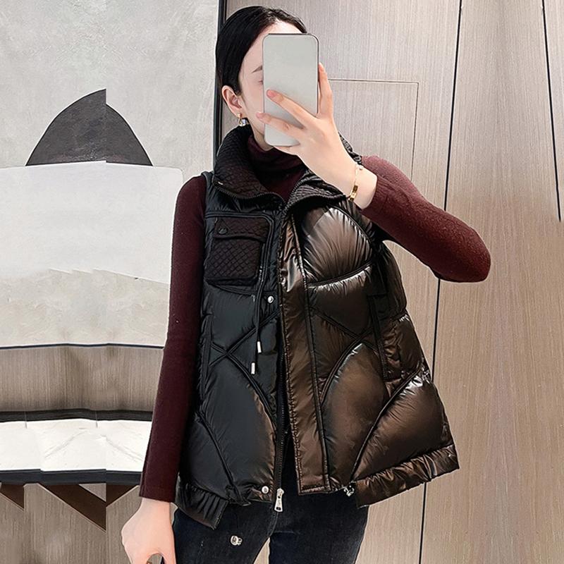 Kobiety jesienno-zimowa Soild zagęścić nowa odzież wierzchnia kamizelka wyściełana bawełną stójka bezrękawnik płaszcz kamizelka