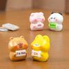 Collection Of 4 Funny Cartoon Animal Figurines With Emotional Signs For Enhancing Kids Room And Office Desktop Decors