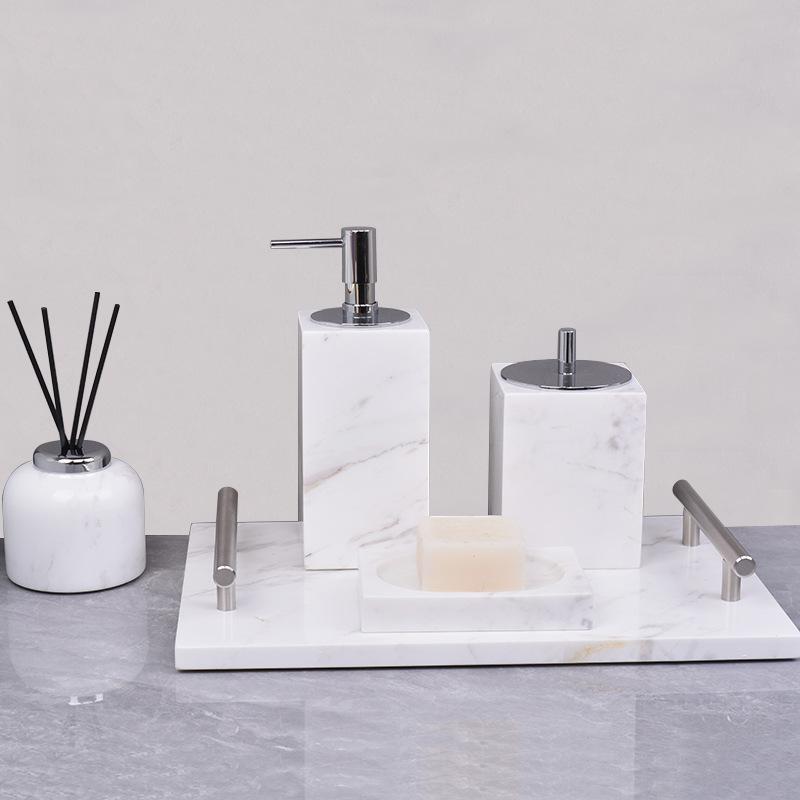 Marble Handle Tray, Accessory Decoration Trays, Rectangular Display Tray for Household Bathroom Storage and Decoration Trays