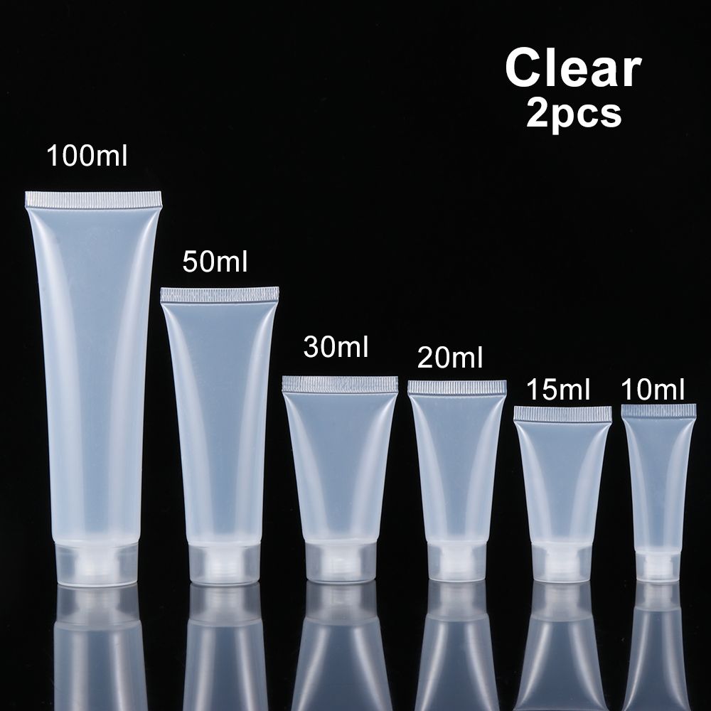 2PCS Portable Travel Size Squeeze Containers Shampoo Holder Refillable Bottle Cream Tube Lotion Packing