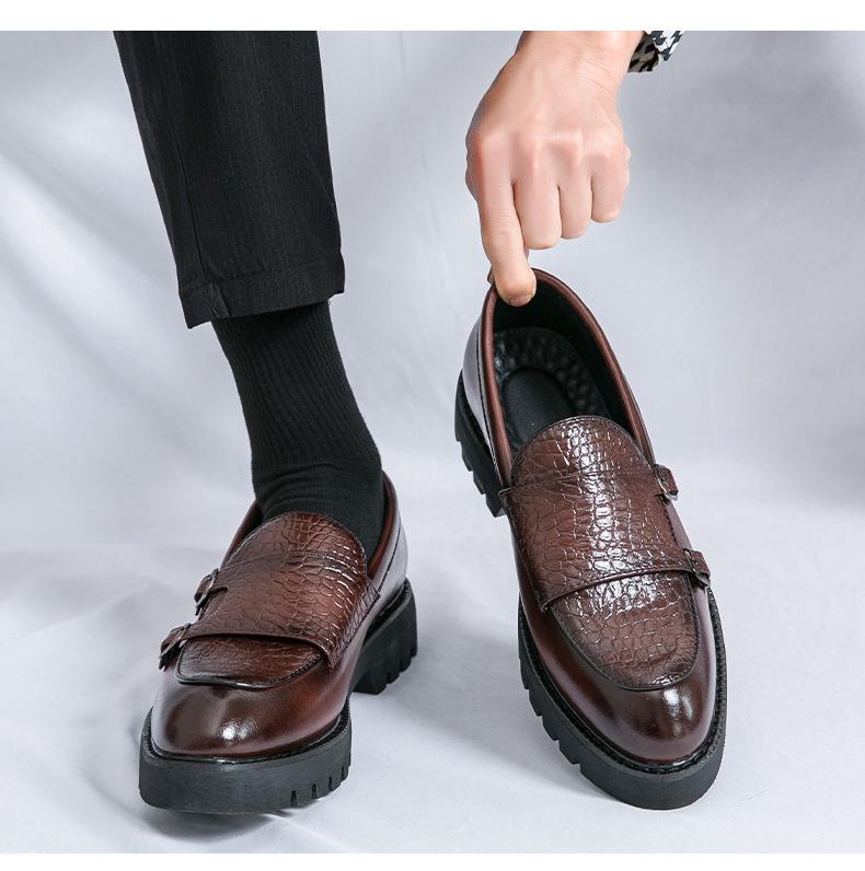Men's Summer Slip-On Leather Loafers - Casual, Thick Sole, Height-Boosting Moccasins